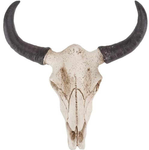 Romeeton Horn wall Hanger Mounted for Household - Skull wall Decoration for Bar, Restaurant, Hotel - Goat Horn, Bull Head, Resin Sculpture Art (B)