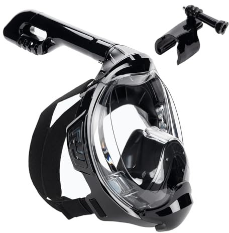 AQUASTIC Kai JR Schnorchelmaske Größe XS Full Face 180° Vision Air Circulation System Silicone Bottom Collar Anti-Vapor Valve Polycarbonat Sichtfenster Farbe Schwarz