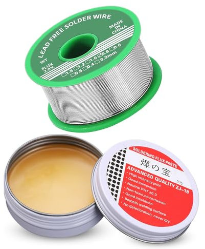 Lötzinn 0.8mm mit 50g Lötpaste, Lötzinn Bleifrei mit Kolophonium kern, Lötzinn mit Flussmittel 20g, Lötdraht für die Reparatur und den Heimwerker von Elektronischen Elektrischen Lötkomponenten