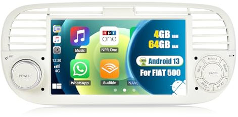 4G+64G 8 Core CAMECHO Android 15 autoradio con navigatore satellitare per FIAT-500 (2007-2015) con Carplay Android Auto, radio a doppio din con schermo da 9 pollici con Bluetooth5.0 FM/RDS WiFi SWC