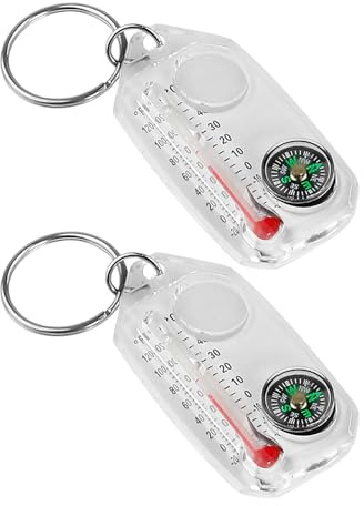 WHFCBJBW Taschen-Überlebenskompasse, multifunktional, Führungskompasse, Thermometer, Schlüsselanhänger, Taschenformat, Kompass-Anhänger
