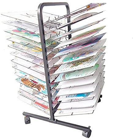Mobiler Kunst-Trockenständer mit 26 Etagen, Kinder-Trockenständer zum Malen, sehr gut geeignet für Künstler-Leinwandtafeln, Papier, Drucke, platzsparende Regale, geeignet für A3K8-Papier (26 Lage