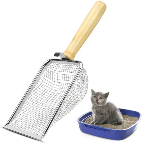 Katzenklo Schaufel Katzenstreuschaufel Metall Katzenschaufel Edelstahl für Katzenklo Katzenstreu für Katzentoilette Scooper Lochabstand 5 mm Cat Litter Scoop Streuschaufel Katzen Zubehör für Klo