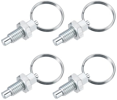 PATIKIL 4 Pcs Plunger Con Resorte Y Anillo De Tracción M6x1 De Acero Al Carbono Plunger Indexable Con Anillo Retráctil Manual Para Moldes Gabinetes Y Equipos