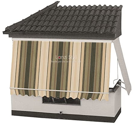 Tenda da sole a caduta con CASSONETTO di protezione braccetti e mantovana - Tessuti TEMPOTEST PARÀ(TESSUTI VERDI) - MISURA L cm da 120 a 180 X 260 H