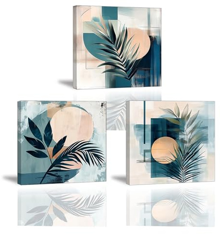 PIY PAINTING Quadro su tela astratto, stampe decorative Arte murale su tela giallo-blu, facile da appendere Per il soggiorno l'ufficio il bagno l'ingresso il caffè, Set di 3, 30x30 cm