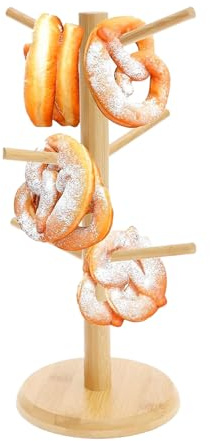 Brezel-Ständer aus Holz, kreative Donut-Regale mit 6 Armen, natürlicher glatter Baum-Display, Kaffee- und Tassenhalter, für Restaurant, Bäckerei, Café, Bar, Zuhause, Hochzeit und Geburtstagsparty