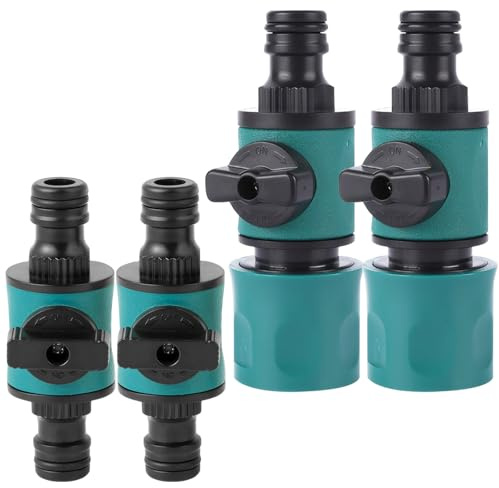 YUEIODDKL 4Stück Gardena Kupplung,Gartenschlauch Verbinder Schlauchkupplung | Wasserschlauch Schnellverbinder, 16mm Gartenschlauch Anschluss mit 2 Wege Regulierventil für 1/2 Zoll Wasserschläuche