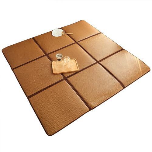 Japanese Floor Mat - Foldable Rattan Summer Sleeping Pad, Non-Slip Breathable Cool Playmat for Living Room & Bedroom, Traditional Indoor Carpeting for Relaxation & Crawling
