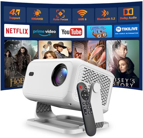 VNEIMQN 2025 Neuer Upgraded Full HD 1080P Beamer, 25000 Lumens, 4K Unterstützung, Android 13, WiFi 6＆ Bluetooth 5.2, automatische Trapezkorrektur, 180° schwenkbarer Heimkino Beamer