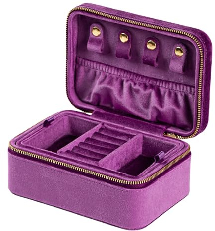 Fahoujs Braccialetto da viaggio, scatola per gioielli, elegante valigetta per gioielli, organizzatore per orecchini e collana