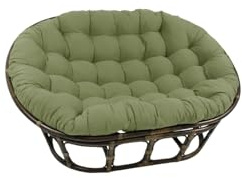 Maykoosh Rattan Double Papasan Chair with Twill Cushion - Bohemian Style Seating Sage Green