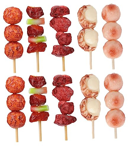 CVUTOVO 10 Stück Teiliges Fake Barbecue Grillspieße aus Robustem Realistische Grill Lebensmittel Modelle für Kinderküche Outdoor Spiel und Dekoration Geeignet für Jungen und Mädchen