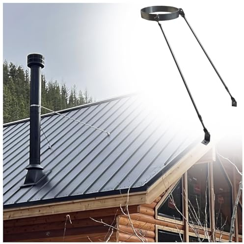 Kit de soporte de tubo de chimenea de techo, soporte de pared universal de acero para tubos de estufa
