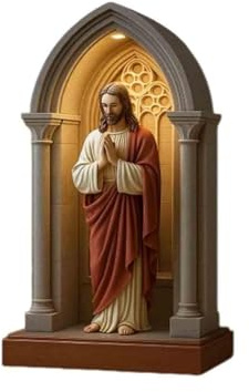 Statue von Jesus, elegante LED-Tischleuchte zur Andacht, heilige Jesus-Figur, leuchtende Statue im gotischen Stil – Dekorative religiöse Tischlampe für Zuhause (18,5 x 10,5 x 5 cm)