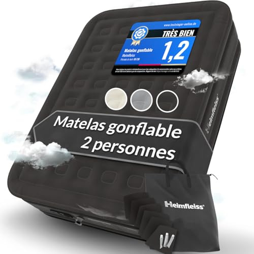 Heimfleiss® Premium Colchón Hinchable Para Invitados | Autohinchable Eléctrico con Bomba Integrada | PVC Resistente Antipinchazos Velour 150 x 200 x 45 cm | Cama Inflable 2 Plazas para Camping | Beige