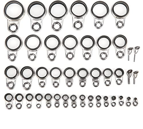 Tomedny 41-in-1-Set Angelruten-Spitzen-Reparatur-Set, Edelstahl-Keramikringe, Führung, Angelruten-Spitze, Ersatz für Süßwasser-Salzwasserruten