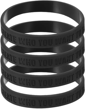 PATIKIL 4Pcs Greatness Is A Choice Motivational Wristbands, Personalized Bands with Text Silicone Wristbands Custom Rubber Bracelets for Fitness Workouts Exercise, Black