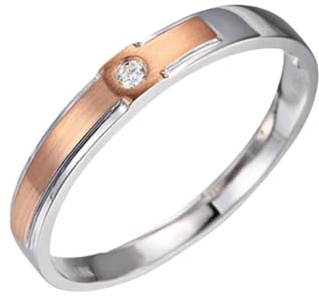 KnSam Echtgold Schmuck 18K Bicolor Solitärring, 0.02ct Labor Erstellt Diamant Hochzeitsring Klassiker Rundschliff Weiß, Ring Au750 Gold, Gr.60 (19.1)