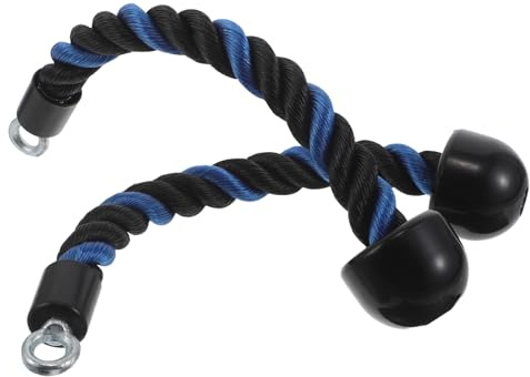 TOYANDONA 2Pcs Blue Black Nylon Fitness Pull Rope, 38Cm Single Grip Tricep Training Rope Attachment for Gym Cable Machine, Home Exercise Equipment Accessory