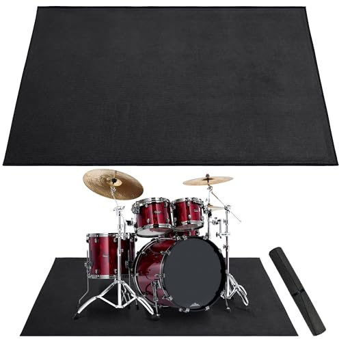 Alyoen Schlagzeugteppich 150x200 cm, Schlagzeug Teppich mit Rutschfesten Boden und Schallschutz, Drum Teppich für Elektrische Drum, Drum Zubehör Geschenk für Schlagzeuger, Schwarz