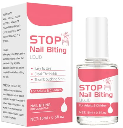 Líquido Anti-Mordeduras - 15ml, Transparente, Fórmula Amarga | Cepillo Incluido, Detiene Permanentemente Malos Hábitos, Sabor Muy Desagradable Efectivo | Solución Ideal Para Niños Adultos