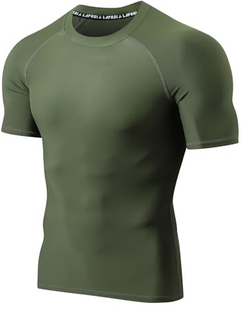LAFROI Men's UPF 50+ BJJ Rash Guard Sun Protection Swim Shirt Short Sleeve | Quick Dry, lightweight, Baselayer, Compression Performance Fit, for Swim, Water Sports, Combat, CLY11D