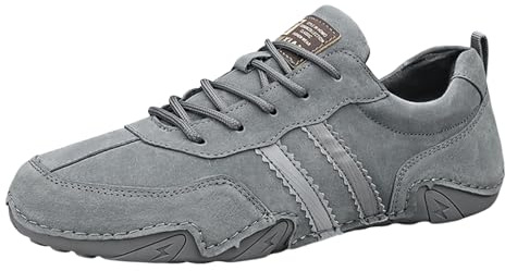Scarpe a piedi nudi da uomo in pelle, a piedi nudi, impermeabili in pelle scamosciata, scarpe da esterno barefoot scarpe ergonomiche da trekking piedi larghi stivaletti ortopedici da pesca, 012 grigio