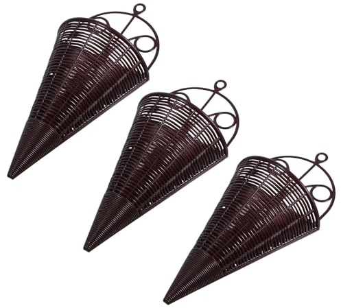 CRAFTHROU 3pezzi Cesti Appesi Intrecciati Ventaglio per Fiori Vasi Orchidea da Appendere in Rattan Sintetico Marrone Scuro Fioriere Sospese per Decorazioni Parete Casa e Esterno