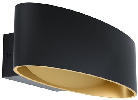 EGLO LED Wandlampe Maccacari, 1 flammige Wandleuchte, Minimalismus | Wandstrahler innen aus Aluminium, Stahl und Kunststoff, Wohnzimmerlampe, Flurlampe in Schwarz, Gold, Transparent