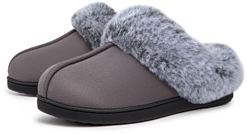 VeraCosy Women's Classic Suede Memory Foam Slippers with Warm Collar | Cozy,breathable,warm,non-slip,machine washable,gift