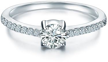 Trilani Damen Ring 925/- Sterling Silber | rhodiniert, Solitärring, Zirkonia, weiß, Brillantschliff