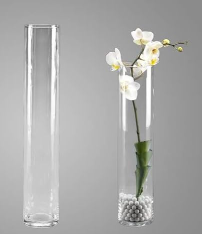 INNA-Glas Glasvase Sansa, Zylinder - Rund, klar, 50cm, Ø 9cm - Deko Vase - Blumenvase