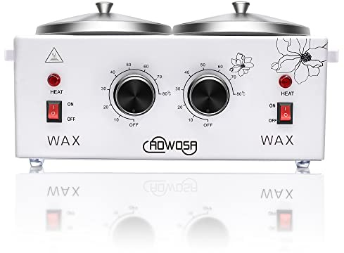 Double Wax Warmer Professional Electric Wax Heater Machine for Hair Removal, Dual Waxing Pot Paraffin Facial Skin Body SPA Salon Equipment with Adjustable Temperature Set