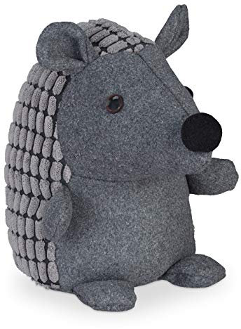Relaxdays Türstopper Igel, Stoff, für Boden, innen, dekorativer Türpuffer Tier, weich, schwer, 20 cm hoch, dunkelgrau, 1 Stück, Grau