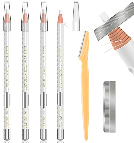 Waterproof Eyebrows Pencil Tattoo Makeup And Microblading Supplies Kit-Permanent Eye Brow Liners In 5 Colors Waterproof Eyebrow Pencils Peel - Brow Pencil Set For Marking (4 white)
