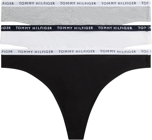 Tommy Hilfiger Damen Strings Tangas, Mehrfarbig (Medium Grey Heather/White/Black), M