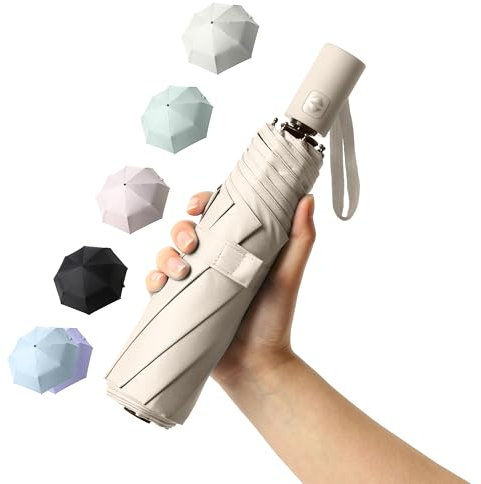 BAODINI Small UV Protection Travel Umbrella Compact for Rain and Sun UPF 50+ Windproof Portable 42 inch Umbrella for Women and Men