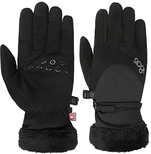 180s Primaloft Damenhandschuhe Handschuhe Fingerhandschuhe Damen - mit Futter Winter Herbst-Winter - L schwarz