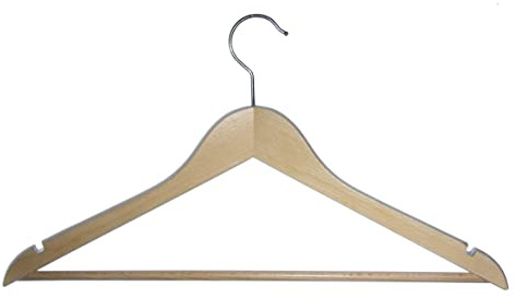 Hagspiel Kleiderbügel aus Holz, Kleiderbügel aus Buchenholz, Natur lackiert (Wasserlack), drehbarer Metallhaken, Made in Austria (12 St. mit Steg und Kerben)