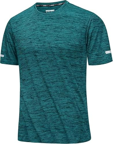 MAGCOMSEN Gym Tops for Men Short Sleeve Running Top Sport Breathable Training Shirt Activewear Summer Tshirt,JadeGreen,XL