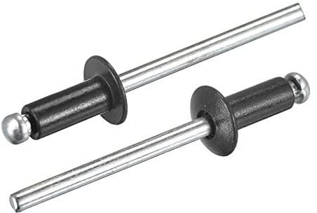 sourcing map 100Stk Blindnieten 4mmx8mm Flach Rundkopf Niete Schwarz | Für Metallplatten Fügen