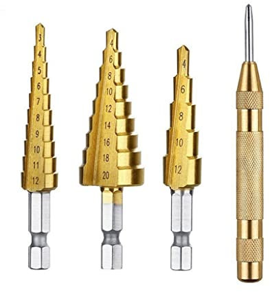 Juego de Brocas avellanadoras de Broca cónica escalonada de Ranura Recta HSS, Cortador de Agujeros de Metal para Madera, Herramientas de perforación para carpintería (D 4 uds)
