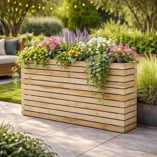 Vidahuerto Jardinera/Macetero Luxe Columna de Madera Pino tratada para Exterior. (120X30X93)