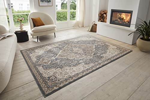 Hanse Home Orken Teppich Orientalisch –Kurzflor Vintage Wohnzimmerteppich Weicher Orient-Teppich ÖKO-TEX Läufer für Schlafzimmer, Esszimmer, Wohnzimmer, Flur, Küche – Schwarz Braun, 240x340cm