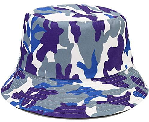 Yixda Unisex Fischerhüte Outdoor Faltbarer Bucket Hat Eimerhut Sonnenhut Strandhut (Camo Blau)