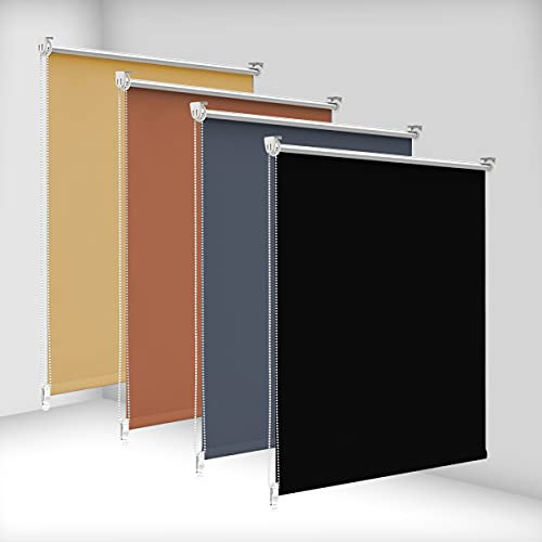 bobodeco Verdunklungsrollo ohne Bohren & mit Bohren, Verdunkelungsrollo Klemmfix, Schwarz 50x150cm (BxH), Thermorollo Sichtschutz und Sonnenchutz, Rollos Hitzeschutz für Fenster & Tür