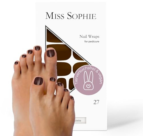 Original Miss Sophie Pedi Wraps I Russian Roulette Pedicure I 27 ultra-dünne Nagellack-Streifen einfarbig I Für Fußnägel I Hält auf Natur- sowie lackierten, Acryl-, Gel- & Shellac-Nägeln