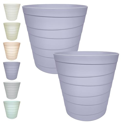MAKREL® Pastel Colours Plastic Waste Paper Basket Bin Modern Step Design Trash Can for Kitchen, Bathroom, Office (2 x Slate Blue, 7 Litre)