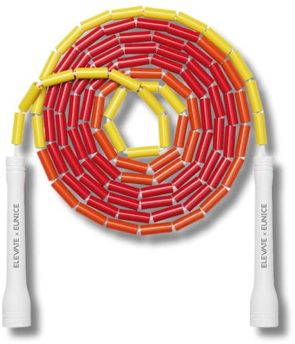 Elevate Rope Perlen-Springseil 3 m verstellbar, Beaded Rope | Segmentiertes Design gibt Rhythmus-Feedback, verhakt nicht, ideal für Footwork, Tempo und Cardio, gratis Trainings-App